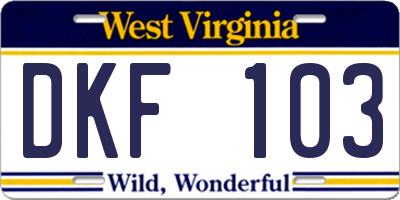 WV license plate DKF103