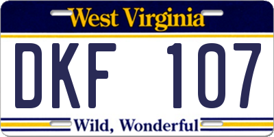WV license plate DKF107