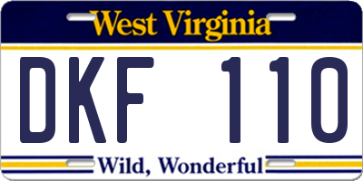 WV license plate DKF110
