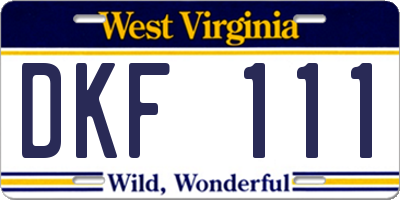 WV license plate DKF111