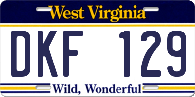 WV license plate DKF129