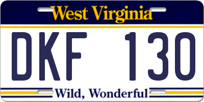 WV license plate DKF130
