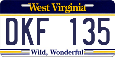 WV license plate DKF135