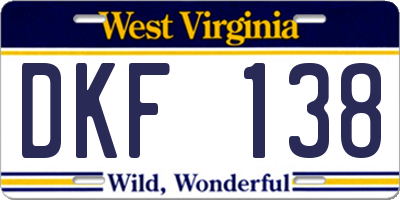 WV license plate DKF138