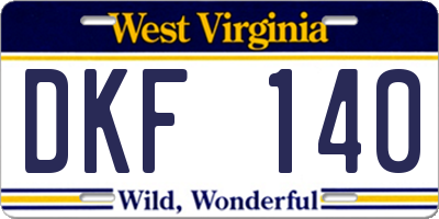 WV license plate DKF140