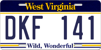 WV license plate DKF141