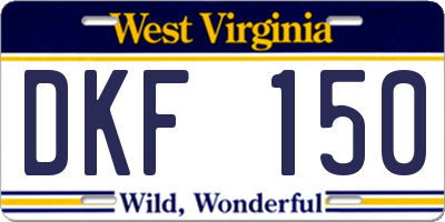 WV license plate DKF150
