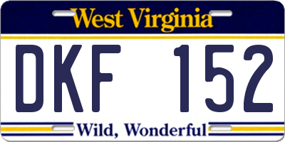 WV license plate DKF152