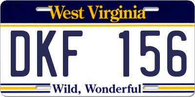 WV license plate DKF156