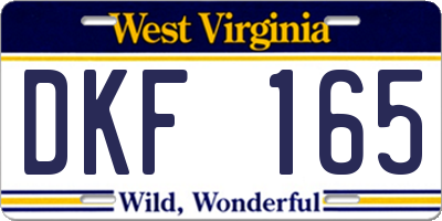 WV license plate DKF165