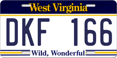 WV license plate DKF166