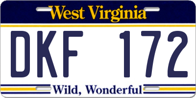 WV license plate DKF172