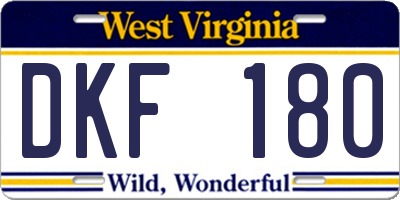 WV license plate DKF180