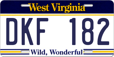 WV license plate DKF182