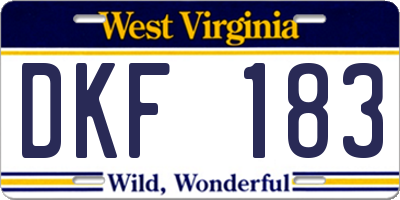 WV license plate DKF183