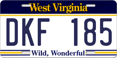 WV license plate DKF185