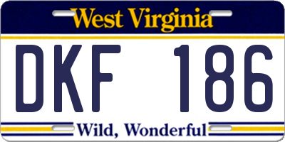 WV license plate DKF186