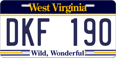WV license plate DKF190
