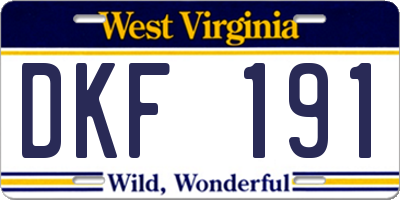 WV license plate DKF191