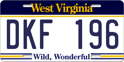 WV license plate DKF196