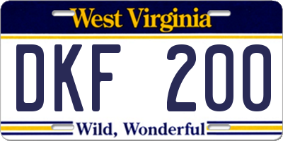WV license plate DKF200
