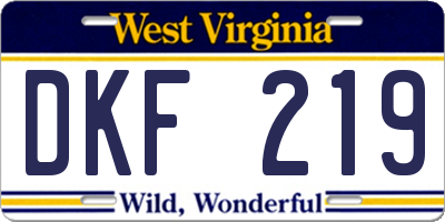 WV license plate DKF219