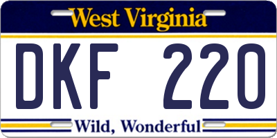 WV license plate DKF220