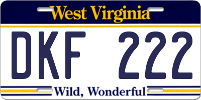 WV license plate DKF222