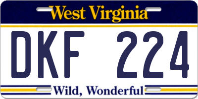 WV license plate DKF224