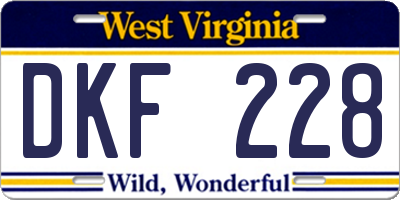 WV license plate DKF228