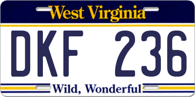 WV license plate DKF236