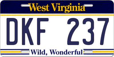 WV license plate DKF237