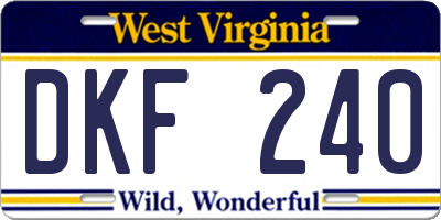 WV license plate DKF240