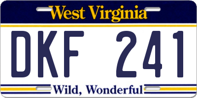 WV license plate DKF241
