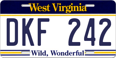 WV license plate DKF242