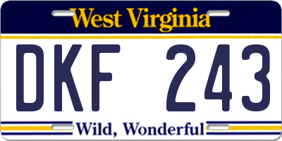 WV license plate DKF243