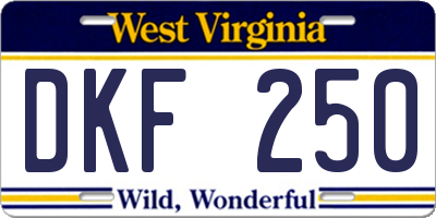 WV license plate DKF250
