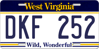 WV license plate DKF252