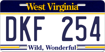 WV license plate DKF254