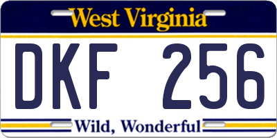 WV license plate DKF256