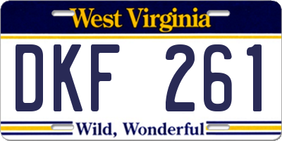 WV license plate DKF261