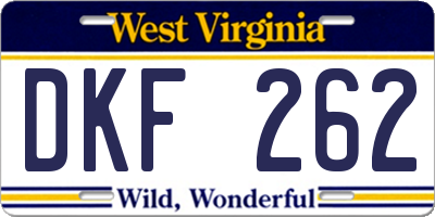 WV license plate DKF262