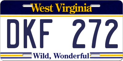 WV license plate DKF272
