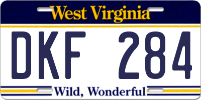 WV license plate DKF284