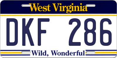 WV license plate DKF286