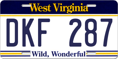 WV license plate DKF287