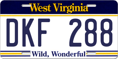 WV license plate DKF288