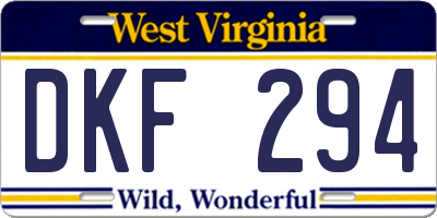WV license plate DKF294