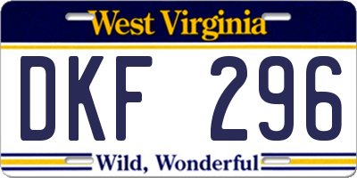 WV license plate DKF296