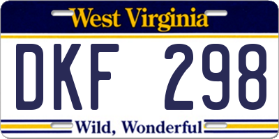 WV license plate DKF298